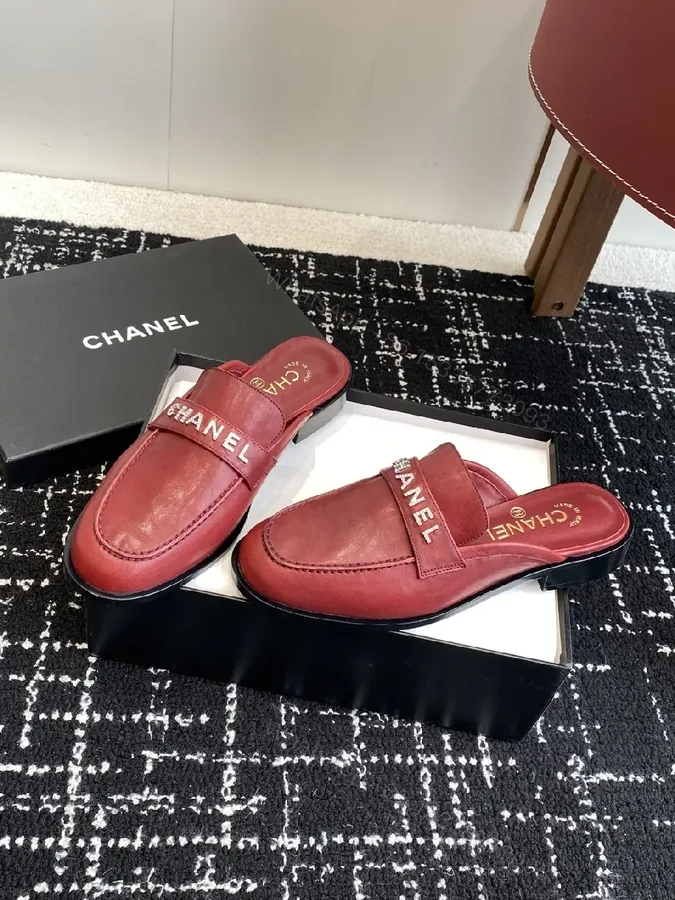 View 1 of Minimalist Red Leather Slide — Signature Branding, All-Day Comfort