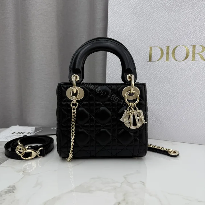 View 1 of Dior原單黑色皮革Lady Dior鏈條包女用小巧百搭人氣款