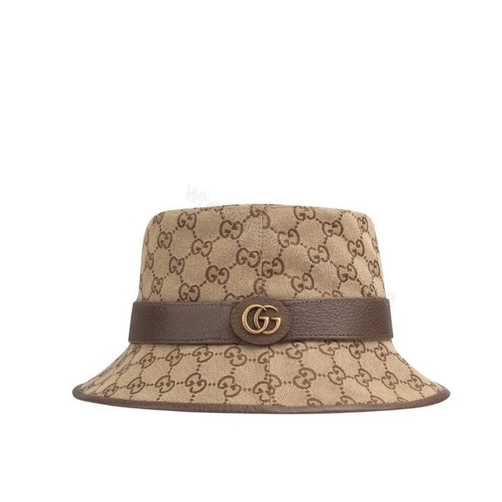 View 1 of Gucci Canvas Bucket Hat With Double G Brown 576587 4HG62 2564