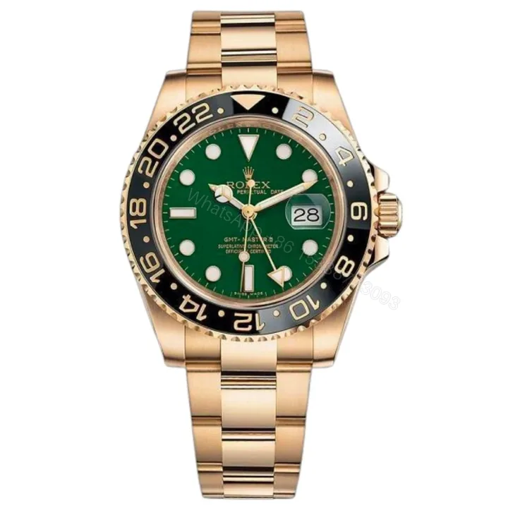 View 1 of Rolex GMT Master 2 Gold – Green Dial Swiss Clone