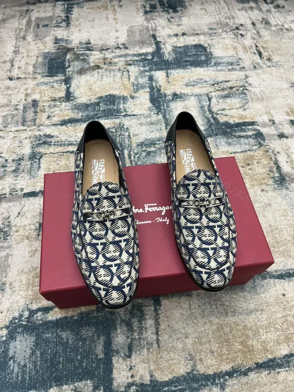 View 1 of Navy Monogram Gancini Loafers: Premium Italian Luxury Shoes