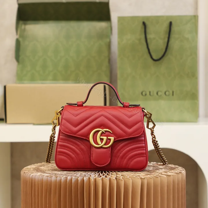 View 1 of GUCCI原單紅色小手提包GG Marmont設計可肩背可斜背
