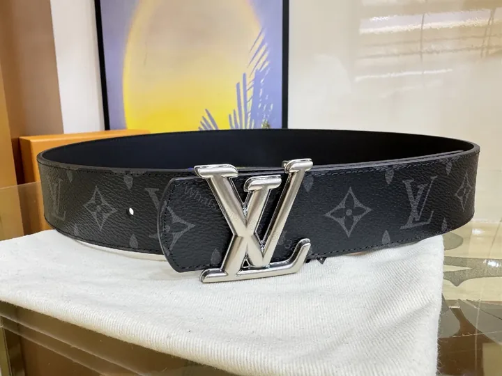 View 1 of Monogram Black Canvas Belt with Signature Buckle, Luxe Style