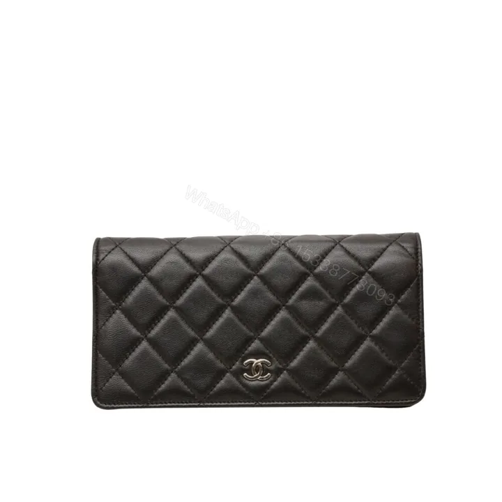 View 1 of Chanel Black Quilted Classic Long Flap With Silver Hardware Wallet 19.5Cm