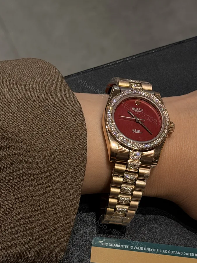 View 1 of Rolex 原單 女款 Cellini 紅面鑽圈腕錶 時尚亮眼款