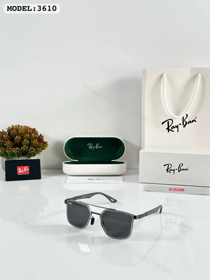 View 1 of Ray-Ban 3610 Black-Brown Metal Square Sunglasses