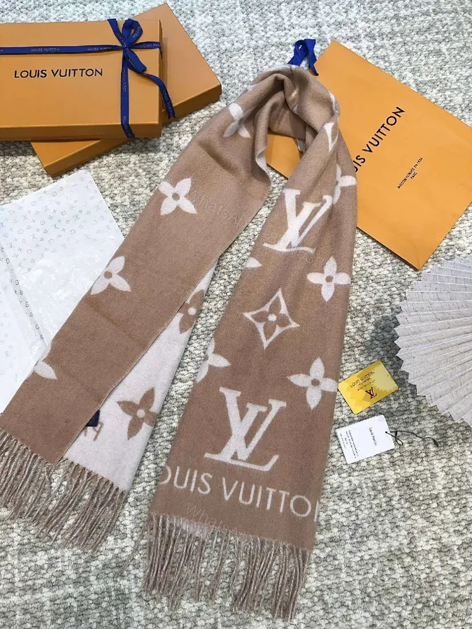 View 1 of Taupe Monogram Scarf: Soft, Luxurious, Fringed Wrap