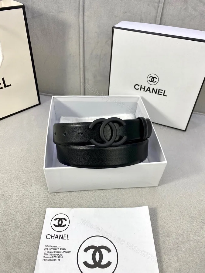 View 1 of Chanel 原單 黑色雙C扣皮帶 小香風女士腰帶