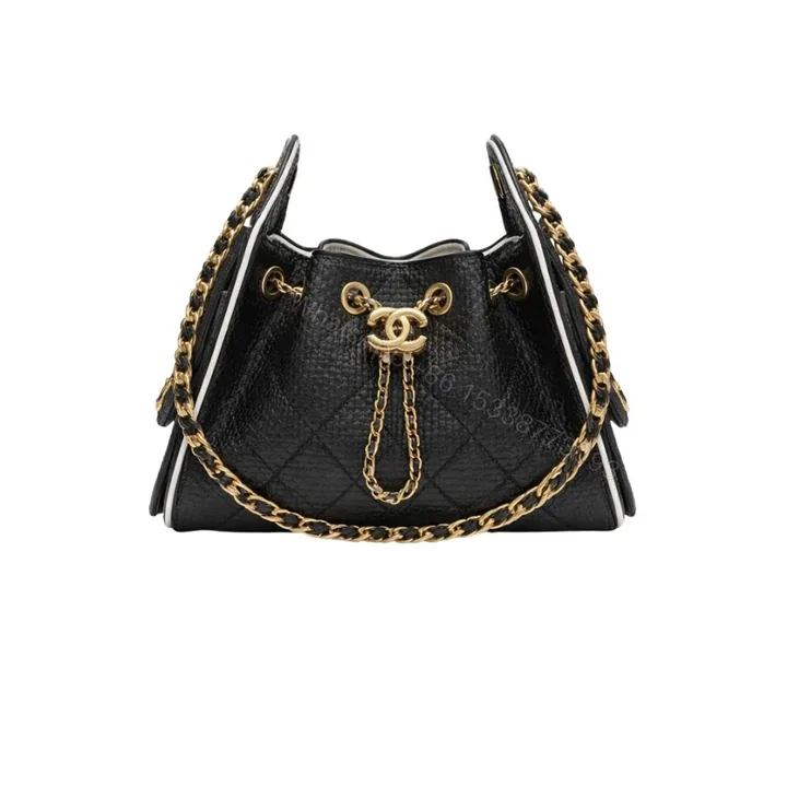 View 1 of Chanel 25 Small Handbag Braided Raffia Black And White 20Cm