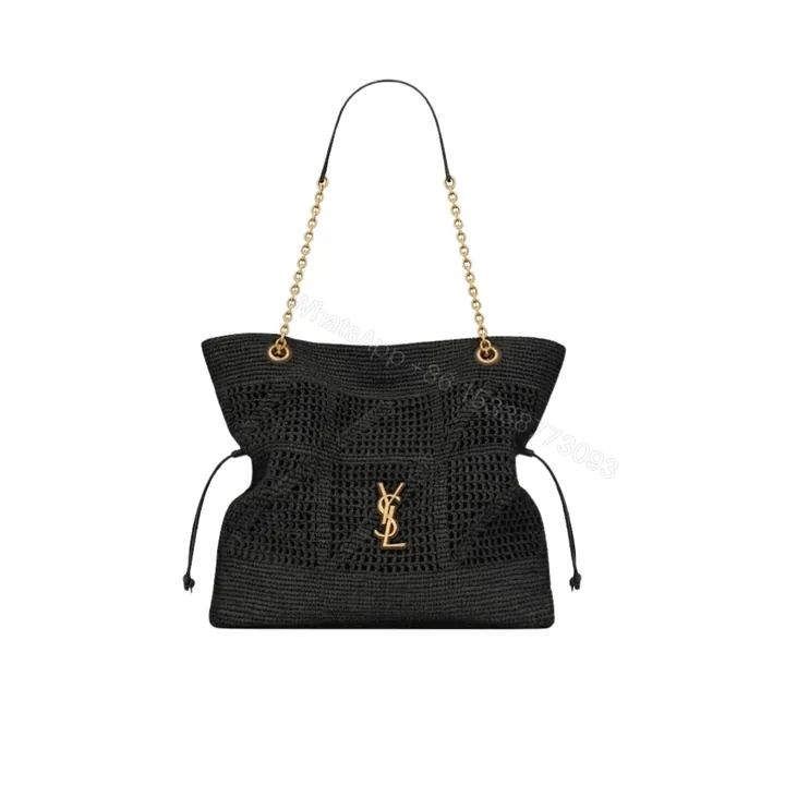 View 1 of Saint Laurent Jamie Shopping In Raffia Black 35Cm