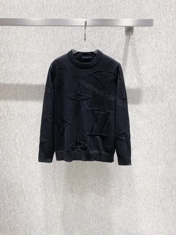 View 1 of Textured Monogram Knit Sweater: Luxe, Subtle Statement, Knitwear