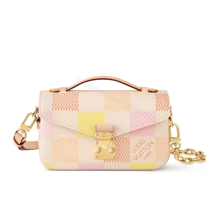 View 1 of Louis Vuitton Pochette Métis East West Damier Canvas Peach 21Cm N40749