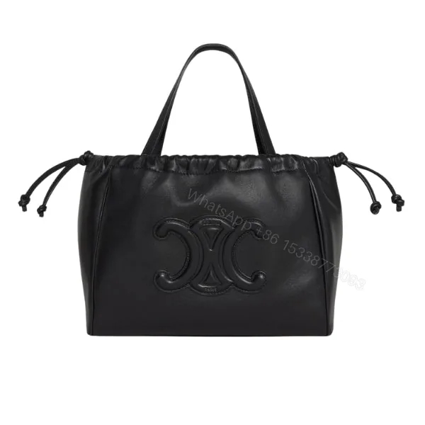 View 1 of CELINE SMALL CABAS DRAWSTRING CUIR TRIOMPHE IN SMOOTH CALFSKIN BLACK 24CM 111013DU338NO