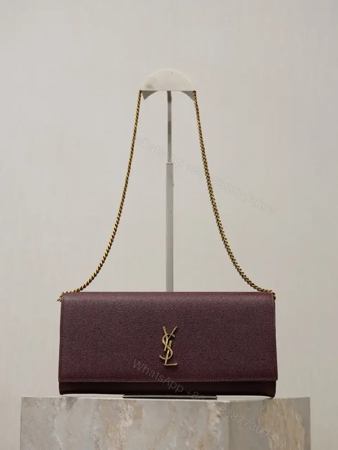 View 1 of Burgundy Leather Structured Shoulder Bag with Gold Hardware