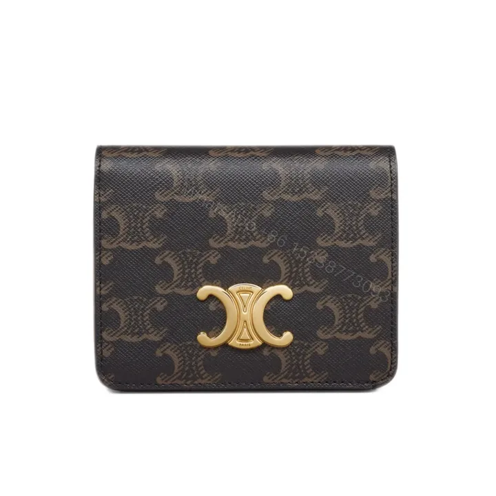 View 1 of CELINE SMALL TRIOMPHE CANVAS TAN WALLET BROWN 11CM