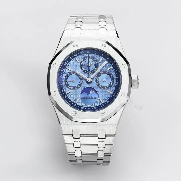 View 1 of TWA Factory Audemars Piguet Royal Oak Perpetual Calendar Watch, Blue Dial, Stainless Steel Case and Bracelet, Ref. 26574ST.OO.1220ST.03