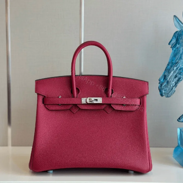 View 1 of Hermes Birkin PHW Da Togo Handbags Dark Red 25cm