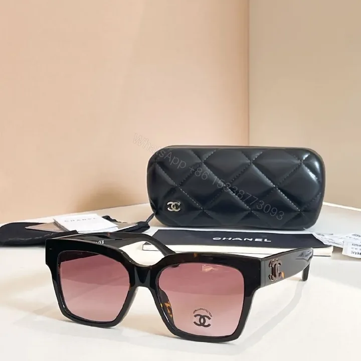 View 1 of Black Acetate Oversized Square Sunglasses + Quilted Case