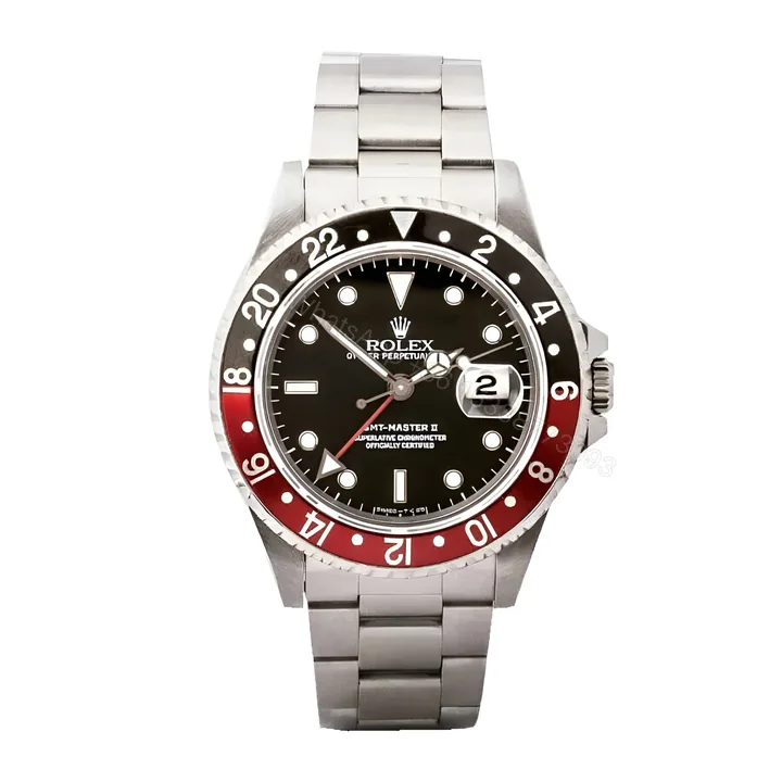 View 1 of Rolex GMT-Master II Red & Black Bezel Black Dial Coke 16710 Oyster Replica