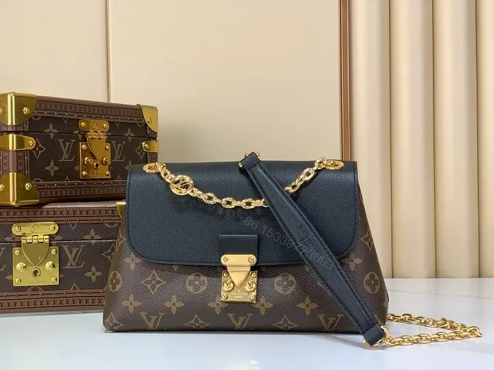 View 1 of Navy Blue Flap LV Monogram Coated Canvas Shoulder Bag