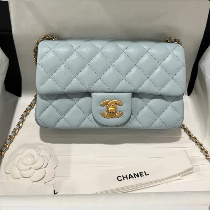 View 1 of Chanel Classic Bell Bag Handbag Sheepskin Blue Like Auth Lock Gold 20cm