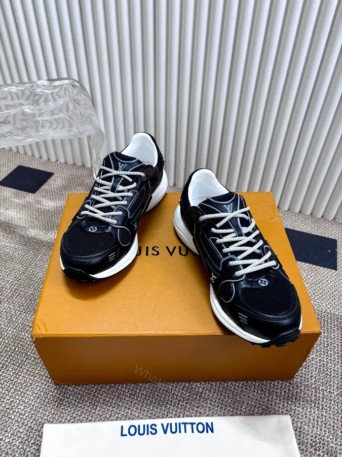 View 1 of LV Women Black Mesh Leather Sneakers