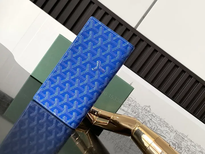 View 1 of Blue Goyard-Inspired Wallet: Patterned Long Wallet, Everyday Premium