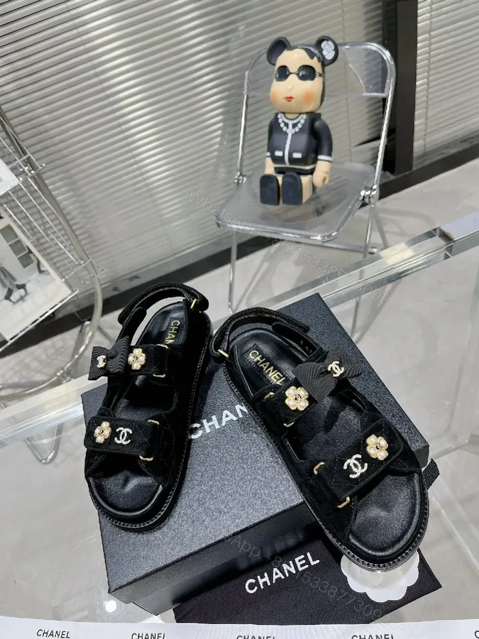 View 1 of Chic Pearl-Strap Sandals — Velvet Gloss, Iconic Style
