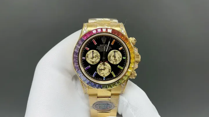 View 1 of Rolex Daytona Rainbow Yellow Gold replica 40MM Oyster Bracelet Edition RG-DAYTONA-RAINBOW-YG-OYSTER-40