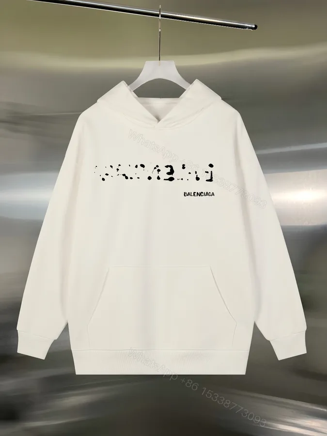 View 1 of Balenciaga高仿白色連帽衛衣 不規則點狀字母設計潮感滿分