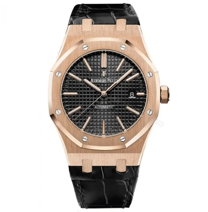 View 1 of Replica Audemars Piguet Royal Oak – Rose gold with Leather Band