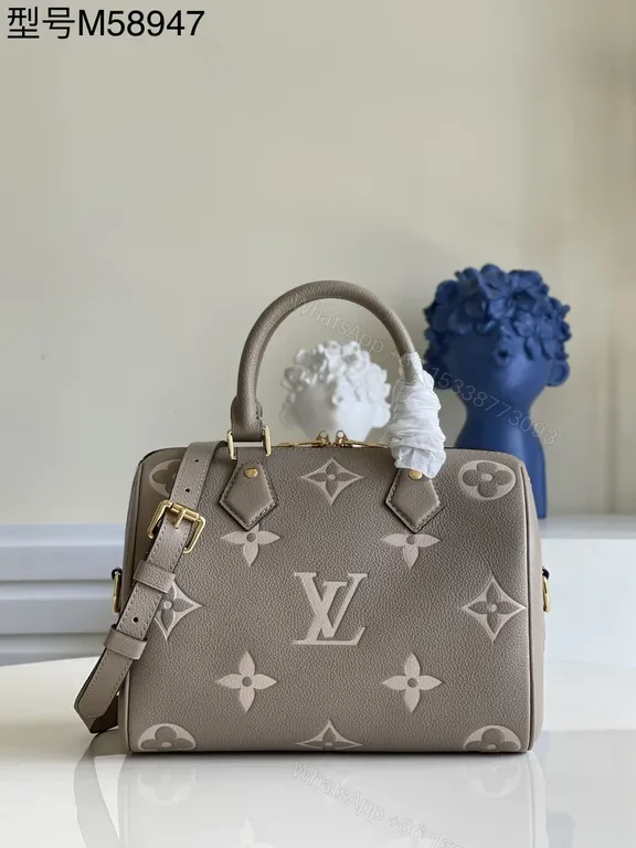 View 1 of Grey-Brown LV Monogram Satchel - Elegant Leather Bag