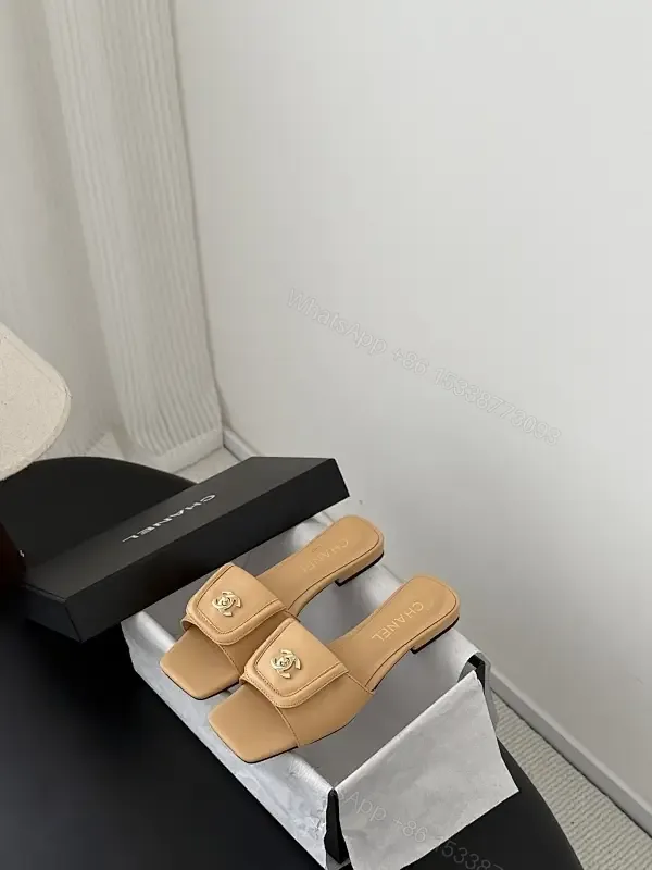 View 1 of Beige Leather Block-Heel Sandals, Minimalist Luxe Style