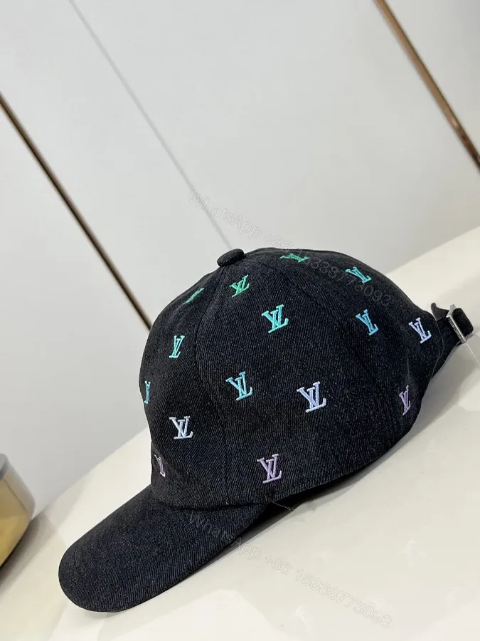 View 1 of Denim Cap with Multicolor Monogram Accent, Unisex