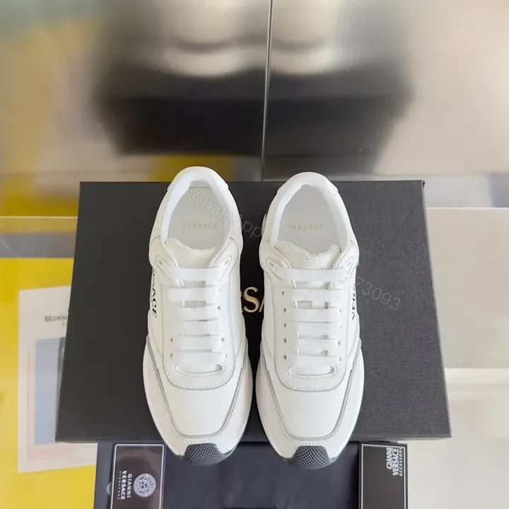 View 1 of Versace-Inspired White Leather Sneakers: Lux, Everyday Chic
