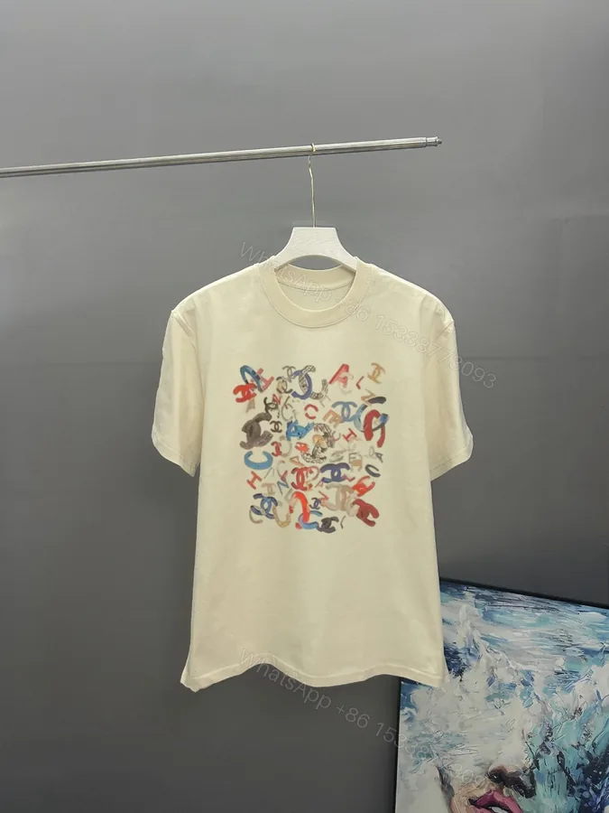 View 1 of Chanel 高仿男女款奶油色塗鴉T恤 街頭風格潮流必備單品