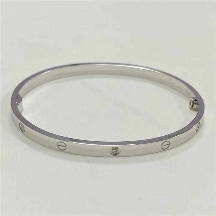 View 1 of Replica Cartier Love Bracelet 6 Diamonds White Gold B6047717