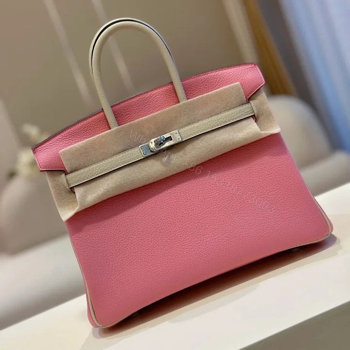 View 1 of Hermes Birkin 25 Pink/Beige Customize Palladium Hardware