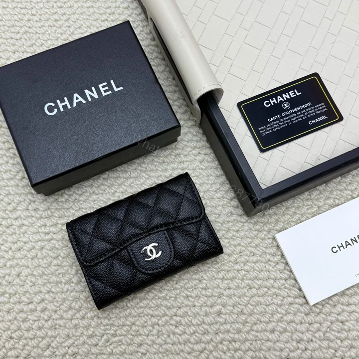 View 1 of Chanel一比一黑銀CC皮夾 經典菱格紋羊皮質感小款錢包