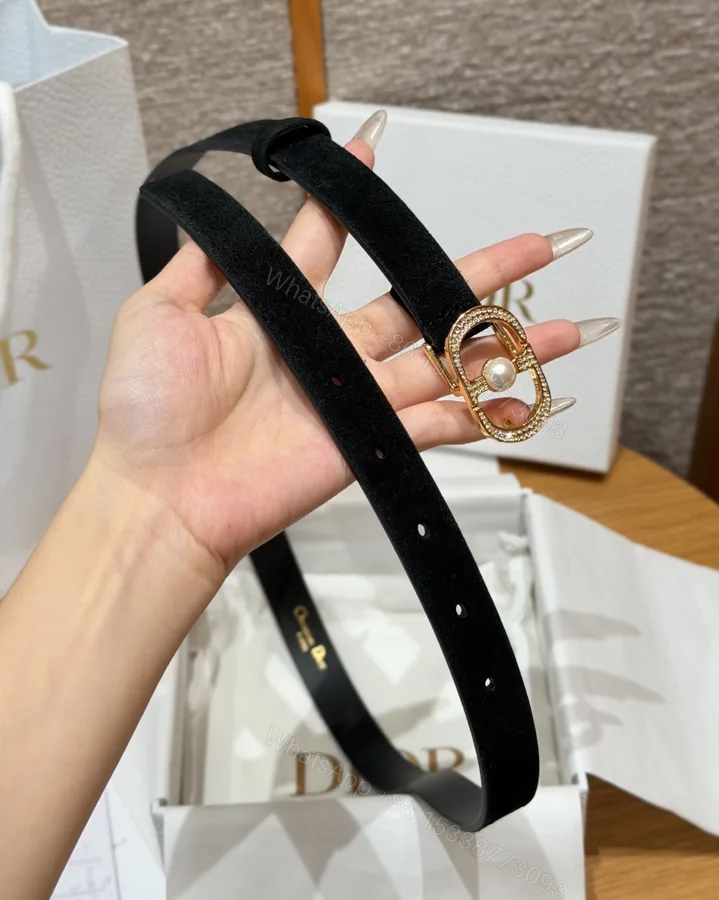 View 1 of Dior高仿女士CD珍珠細腰帶黑色經典百搭優雅氣質時尚款