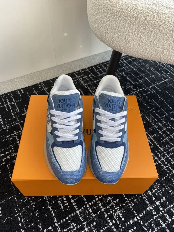 View 1 of Blue Suede-Textured LV-Inspired Sneakers: All-Day Comfort