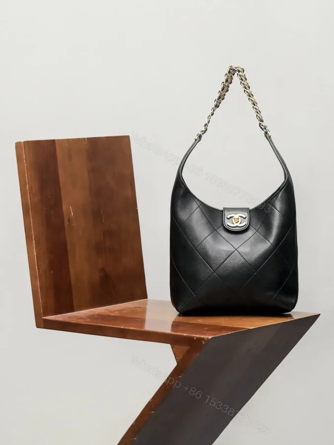 View 1 of Chanel 25P Hobo bag in black lambskin