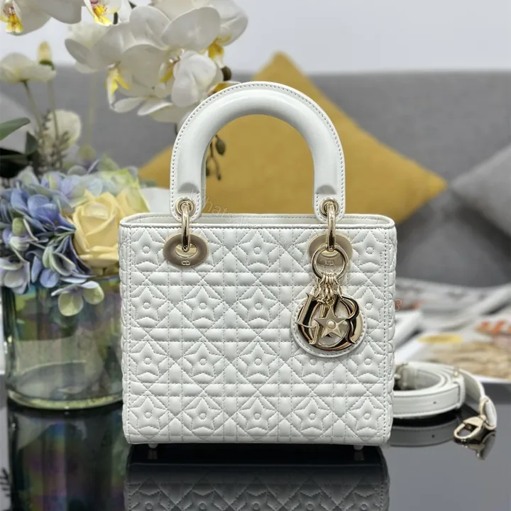 View 1 of 高仿Dior*Lady系列M053M030小羊皮手袋幸運星白色小號免檢版