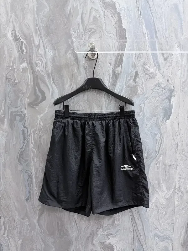View 1 of Black Nylon Tech Shorts Lightweight Balenciaga Drawstring Closure Short Pants