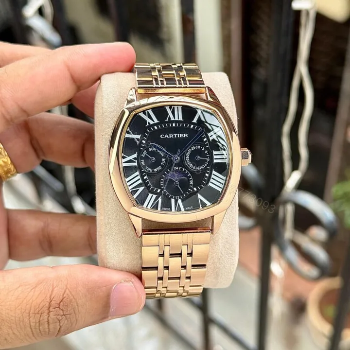 View 1 of Cartier Santos De Black Dial Rose Gold 43mm Quartz