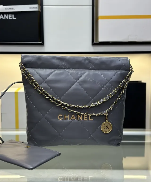 View 1 of Graphite Quilted Tote: Chanel-Inspired Luxury Everyday Bag