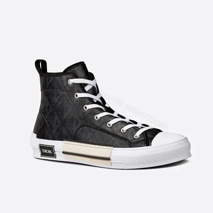 View 1 of DIOR B23 HIGH-TOP SNEAKERS UNISEX CD DIAMOND CANVAS BLACK – CD177