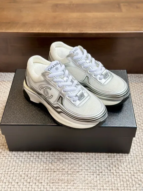 View 1 of Silver-Tone Mesh Runner with Chanel Detailing Sneakers
