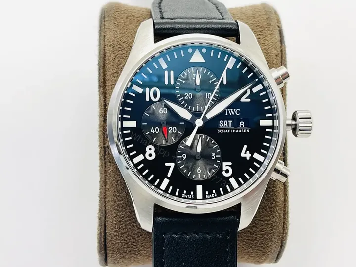 View 1 of IWC Black Blue Pilot Chronograph Leather Strap Ultimate 43MM IWC-PILOT-CHR-BBK43-L