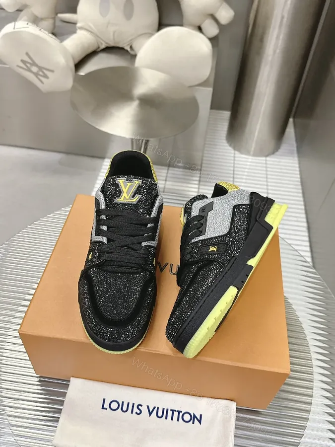 View 1 of Bold Textured Trainer Luxe: Glitter Knit & Neon Outsole